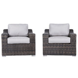 Modern Patio Chair With Cushions (Set of 2) - Brown