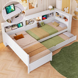 L Shaped Platform Bed With Trundle And Drawer