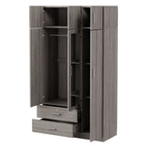 Modern 3 Door Mirror Wardrobe With 2 Drawers And Top Cabinet