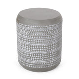 Outdoor Side Table With Cylindrical Shape - White