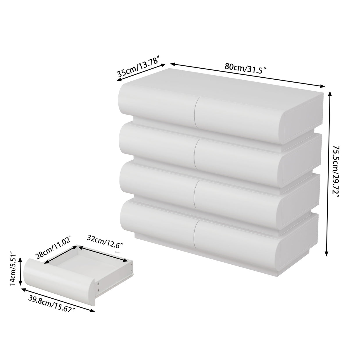 Minimalist Handle Less 8 Drawer Dresser With Wide Storage