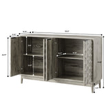 Modern Style Buffet Cabinet, Sideboard Buffet Cabinet With Storage, Storage Cabinet With 4 Diamond Shaped Relief Doors For Living Room, Dining Room, Entryway, Hallway, Kitchen - Gray - Gray