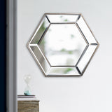 Hexagon Wall Mirror With Contemporary Glass Design, Home Decor Accent Mirror For Living Room, Entryway, Bedroom