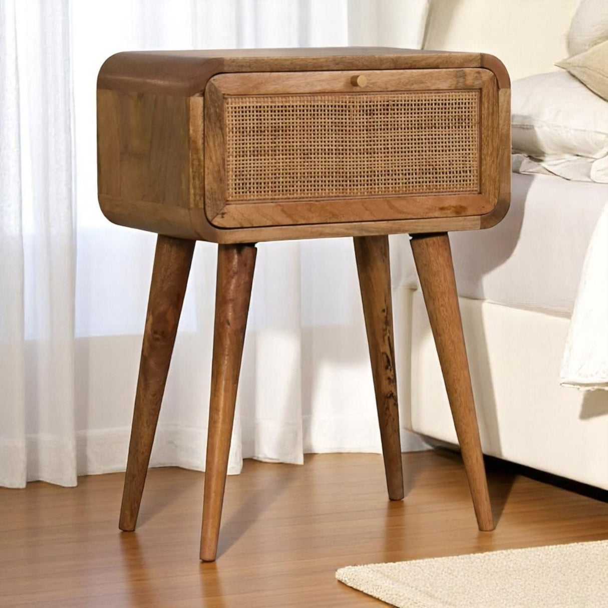 Mini Woven Nightstand - Oak