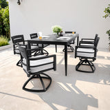 Modern Outdoor Patio Dining Set With Table And Chairs With Sunbrella Cushions