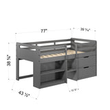 Fabiana - Twin Loft Bed With Storage - Gray