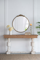 Classic Design Mirror With Baroque Inspired Frame For Bathroom, Entryway Console Lean Against Wall