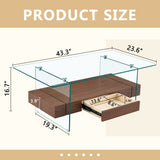 Modern 2 Tier Square Coffee Table, Elegant Marble Pattern