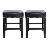 Soltique - Backless Dining Counter Stool With Nailhead Trim (Set of 2)