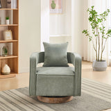 Swivel Accent Open Back Barrel Chair With Weathered Base