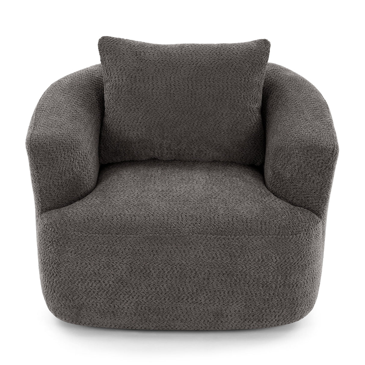 360° Swivel Barrel Sofa Chair With Throw Pillow, Chenille Upholstered Accent Chair