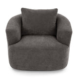 360° Swivel Barrel Sofa Chair With Throw Pillow, Chenille Upholstered Accent Chair