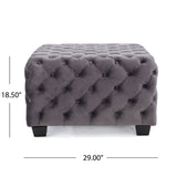Modern Glam Ottoman With Velvet Upholstery And Button Tufted Design