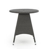 Outdoor Rattan Bistrotable With Surface Round - Gray
