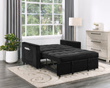 Maeve - Velvet Convertible Sleeper Loveseat With Tufting and Side Pocket - Black