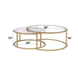 Shanish - Engineered Stone Top Nesting Table Set - Gold