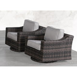 Contemporary Outdoor Swivel Patio Chair With Cushions (Set of 2) - Brown