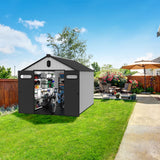 8 Ft. W X 12 Ft. D Plastic Storage Shed With Floor - Black / Gray
