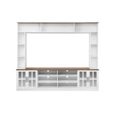 Wall Unit Entertainment Center With Bookshelves For TVs Up To 80", Tempered Glass Doors And Adjustable Shelves