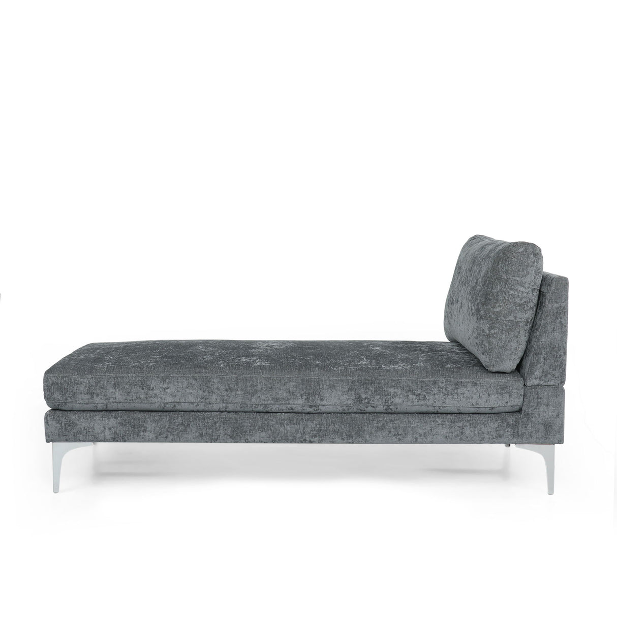 Fabric Upholstered Chaise Lounge With Iron Bracket Legs