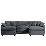 Modern Oversized Modular Cushion Sofa With Ottoman, Low Back, Deep Seating Sofa Set