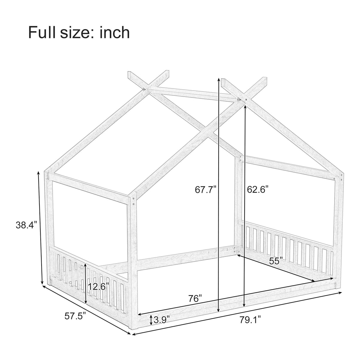 Montessori Style House Bed For Kids, Floor Bed Frame With Headboard And Footboard