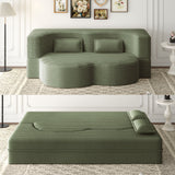Convertible Plush Corduroy Foam-Filled Sleeper Sofa Bed With 2 Pillows