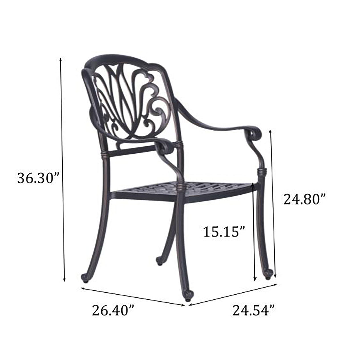 Patio Outdoor Aluminum Dining Armchair With Cushion (Set of 2)