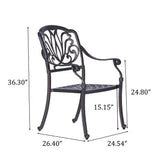 Patio Outdoor Aluminum Dining Armchair With Cushion (Set of 2)