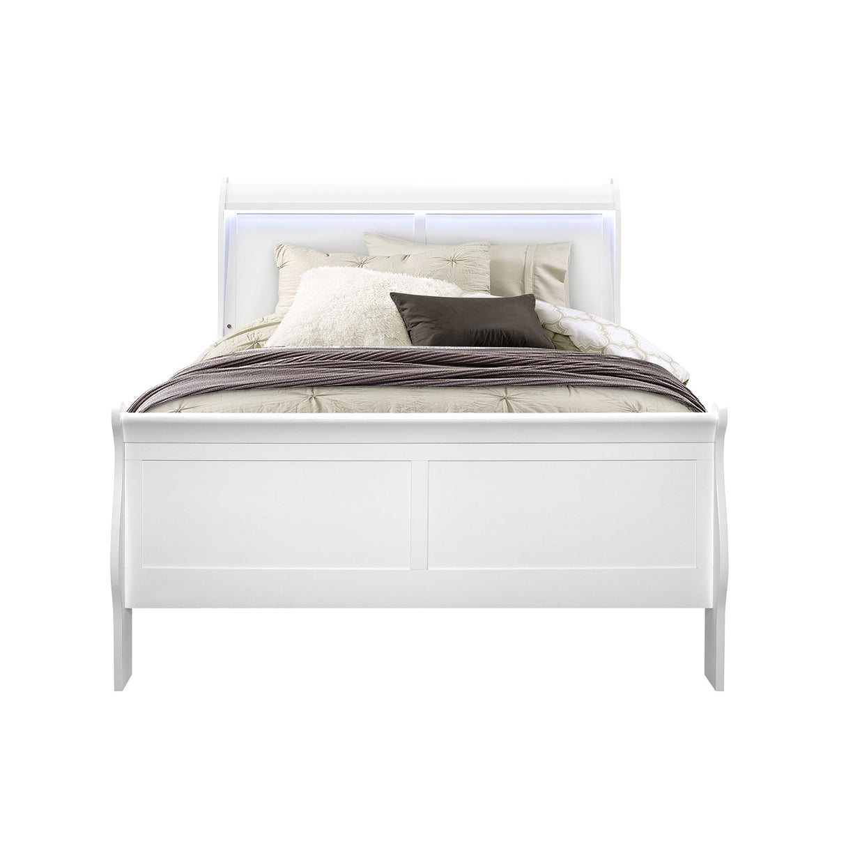 Charlston - Modern Sleigh Design Bed With LED