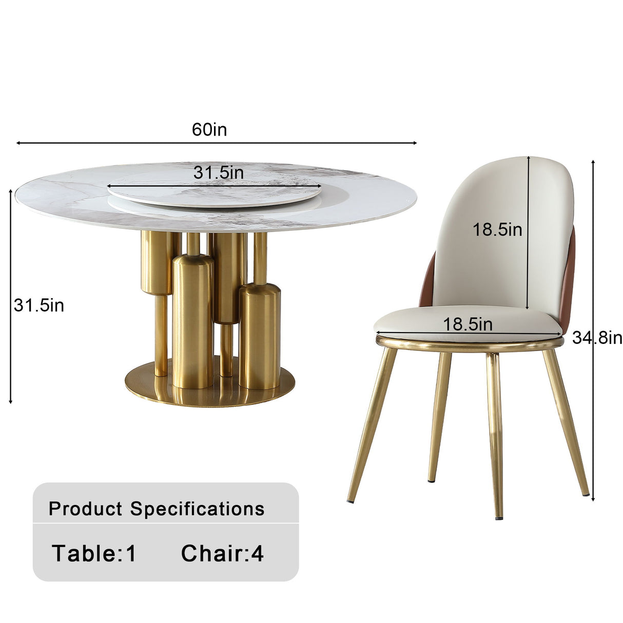 Round Stone Burning Table, Modern Marble Dining Table With Chairs
