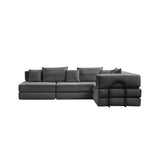 Modular L Shaped Floor Living Room Sofa Set With 6 Pillows