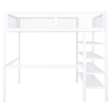 Loft Bed With 4 Tier Shelves And Storage