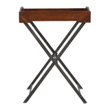 Tray With Cross Iron Base - Brown / Steel Gray