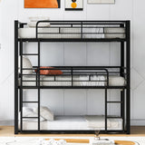 Triple Bunk Bed With Sturdy Construction And Space Saving Design