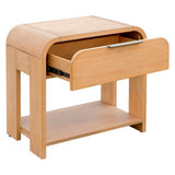 Modern 1 Drawer Waterfall Nightstand With Mid Century Design - Natural