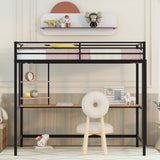 Twin Loft Bed With Desk And Shelve - Black