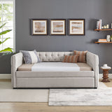 Inspired Upholstered Daybed With Trundle, Button Tufted
