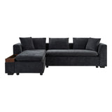 Modern L Shaped Sectional Sofa With Chenille Upholstery And Wooden Storage