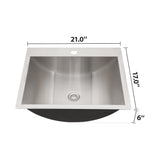 21 X 17" Drop In Bathroom Sink With Pop Up Drain, Stainless Steel Su304, Durable & Rust Resistant, Easy Installation - Brushed Nickel