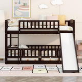 Low Bunk Bed With Slide, Fence And Ladder