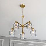 Elegance 5 Lights Linear Arms With Chain Chandelier - Clear / Gold
