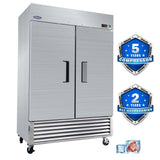 54" Commercial Freezer 49 Cu.Ft With 2 Solid Door Reach-In Freezers Stainless Steel Etl Approved Upright Freeze Storage - Silver