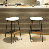 Modern Bar Stools Comfortable & Stylish, Soft Fabric Upholstered, Backless (Set of 2)