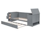 Daybed With Storage Arms, Trundle And Charging Station