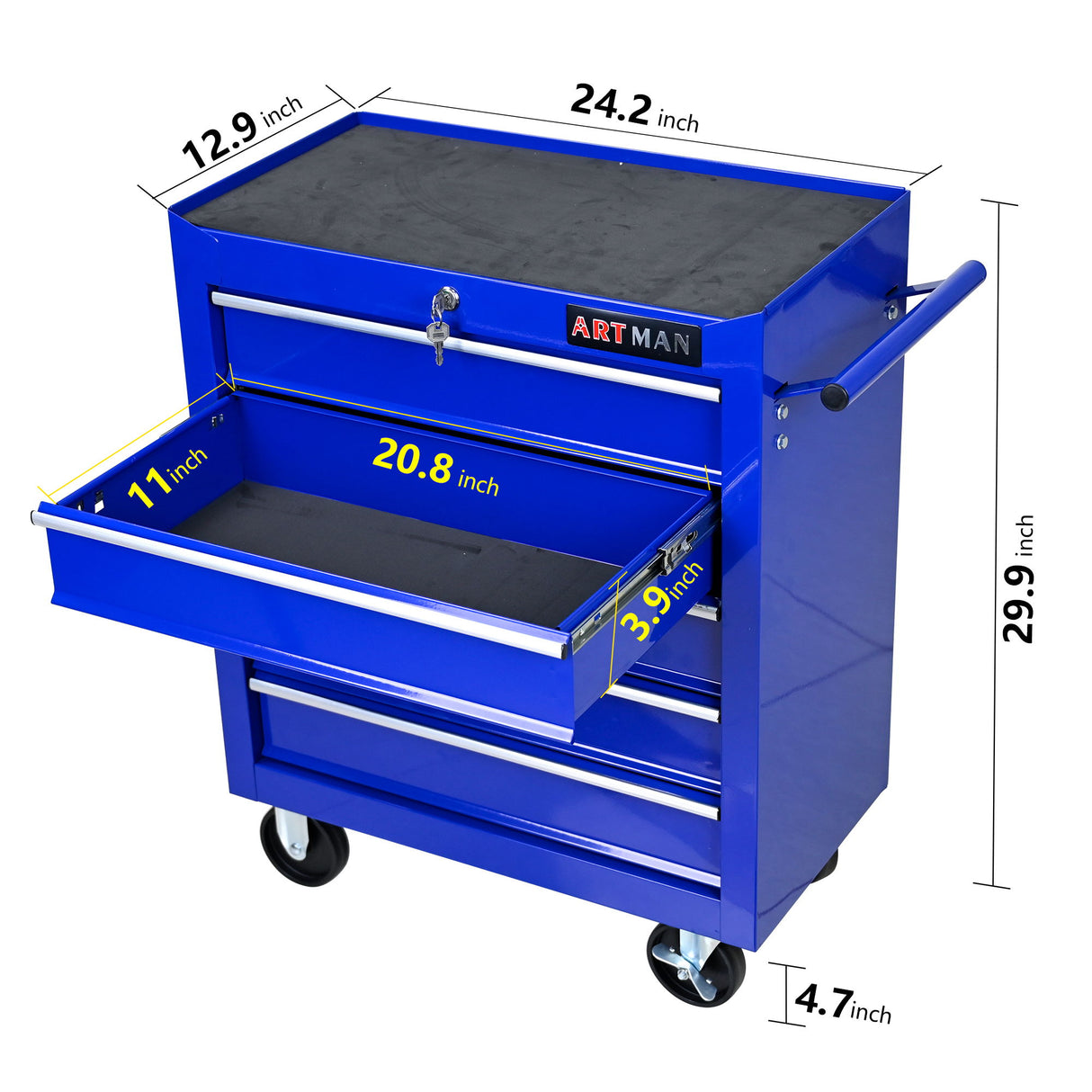 Multifunctional Tool Cart With Wheels And Drawers