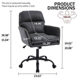 Adjustable Office Chair, Ergonomic Swivel Chair Leather, Comfortable For Long Sitting, Versatile Home And Office Use - Black