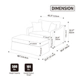 Accent Chair Wide With 2 Bolster Pillows, And Matching Ottoman