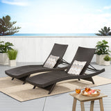 Salem - Wicker Chaise Lounge Adjustable Rattan Outdoor Chair Set - Brown Multi