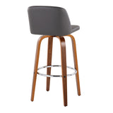 Toriano - Mid Century Modern Fixed Height, Barstool With Swivel With Round Footrest (Set of 2)